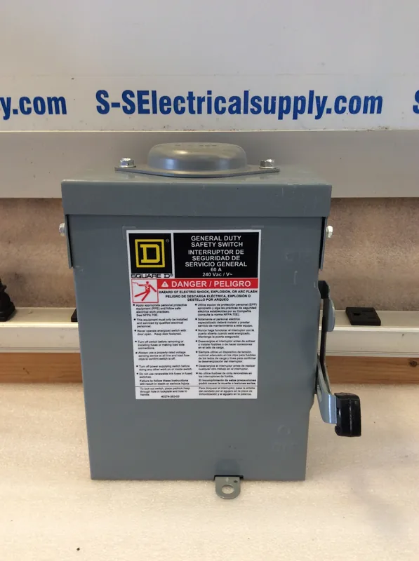 Square D DU222RB 60A 240VAC Single Phase Non Fused Disconnect Rainproof Type 3R Enclosure Series E02 Factory Price