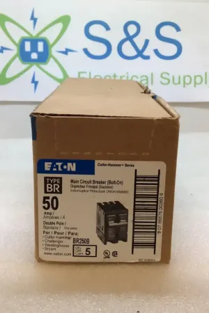 Eaton BR250B/C250B 2 Pole 50 Amp 120/240VAC Type BR/B Circuit Breaker Time-Limited