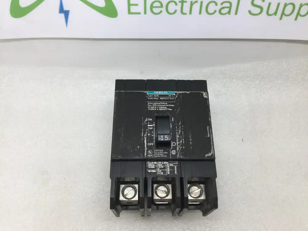 Siemens ITE BQD315 3 Pole 15 Amp 480v Circuit Breaker No Minimum Order