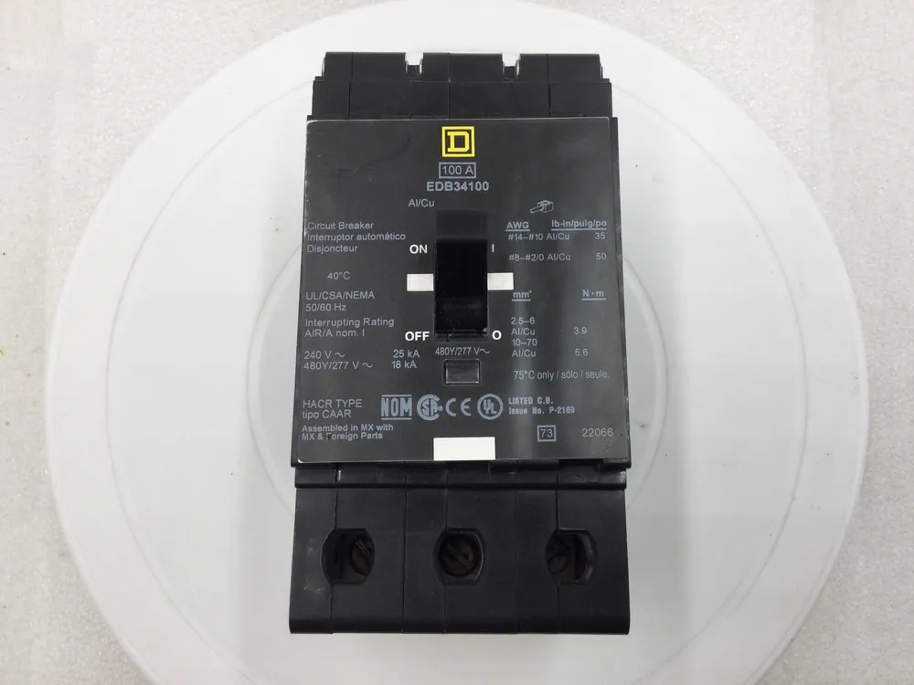 Square D EDB34100 100 Amp 3 Pole 277/480V Circuit Breaker Discount