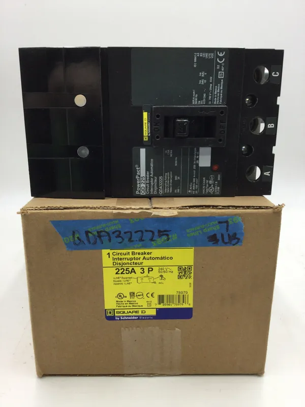 Direct From Factory Square D QDA32225 225 Amp 3 Pole 240vac Circuit Breaker
