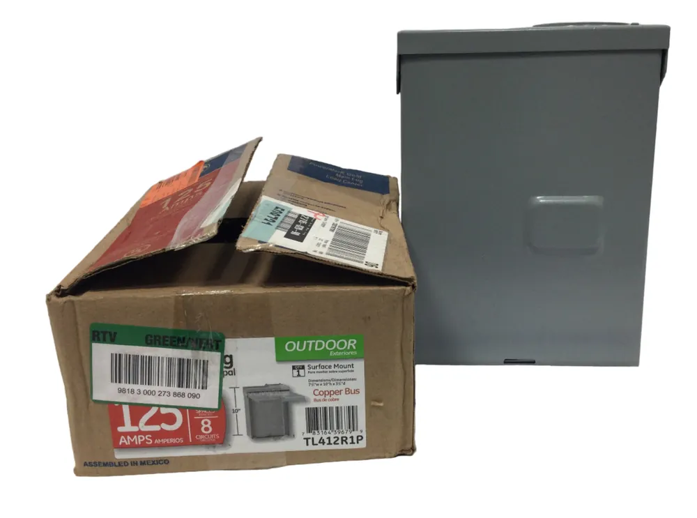 GE TL412R1P 125 Amp 4 Space/8 Circuit 120/240V Main Lug Load Center 10" x 7 1/4" Top Pick