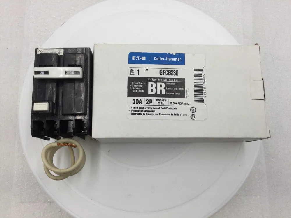 Authentic Eaton Cutler Hammer GFCB230 Type BR 2 Pole 30 Amp Ground Fault Circuit Breaker