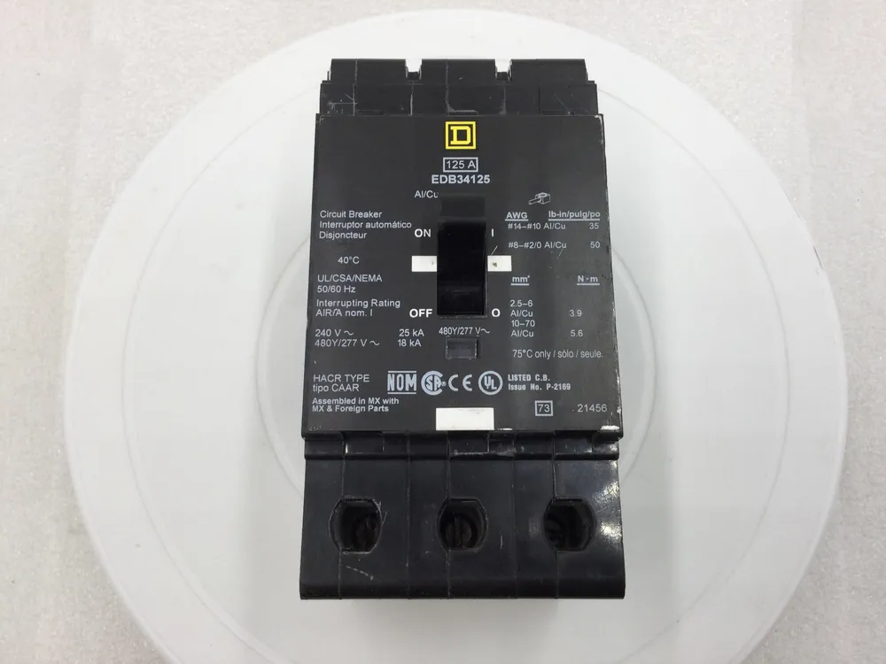 Square D EDB34125 125 Amp 3 Pole 480/277 Volt Bolt-On Circuit Breaker Limited Edition