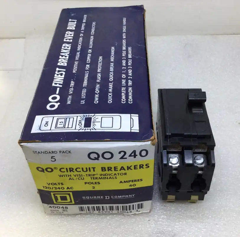 Square D QO240 40 Amp 2 Pole 120/240V Type QO Circuit Breaker - Black Face Buy Today