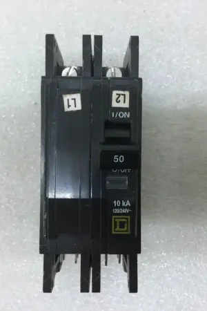 Time-Limited Square D QOU250 50 Amp 2 Pole 240V Circuit Breaker w/Din Rail