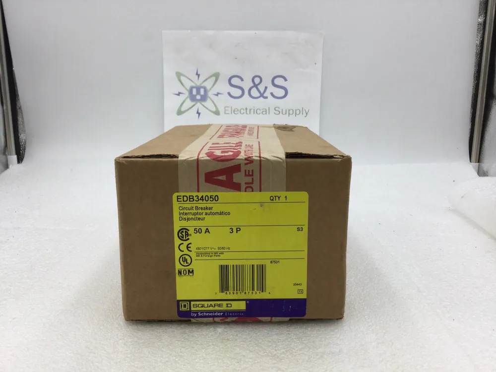 Direct From Manufacturer Square D EDB34050 50 Amp 3 Pole 480V Bolt-On Circuit Breaker