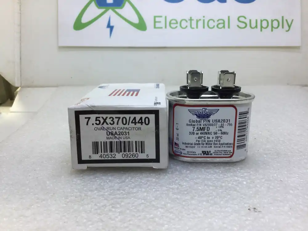 Amrad USA2031 7.5MFD +10%/-5% 370/440VAC 50/60Hz 70c/-40c Capacitor Secure Checkout