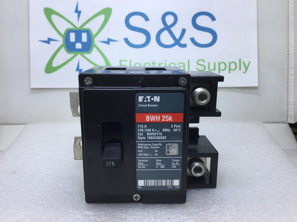 Eaton Cutler Hammer BWH2175 2 Pole 175 Amp 120/240v Circuit Breaker Red and Gray Label Hassle-Free Returns