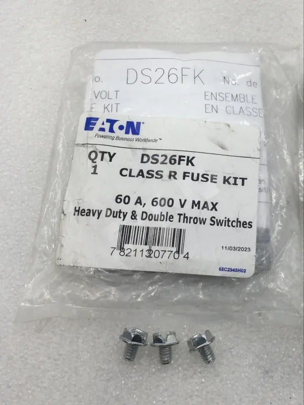 Authentic Eaton DS26FK 60 Amp Class R 600V Fuse Kit Heavy Duty Double Throw Switches