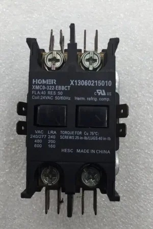 Homer XMC0-322-EBBCT 40 Amp 2 Pole 240-600 VAC Contactor with 24 VAC Coil Special Discount