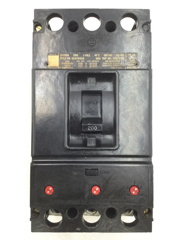 Westinghouse JA3200W 200 Amp 3 Pole 600V Type JA Circuit Breaker Trusted Brand