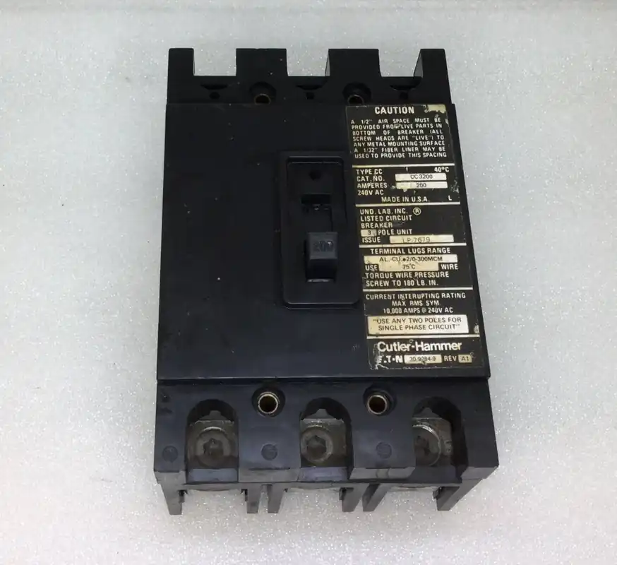 Eaton/Cutler-Hammer CC3200 200 Amp 3 Pole 120/240V Type CC Main Breaker Modern