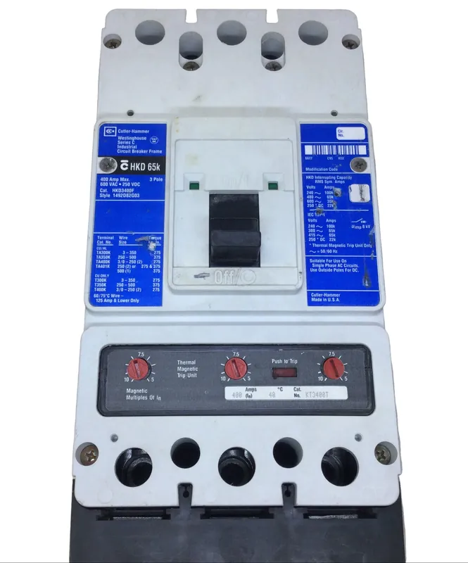 Westinghouse HKD3400F 400 Amp 3 Pole 600V Type HKD w/400A Trip Circuit Breaker Bulk Order