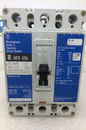 Cutler Hammer/Westinghouse HFD3050 50 Amps 3 Pole 600v HFD 65k Circuit Breaker Deal