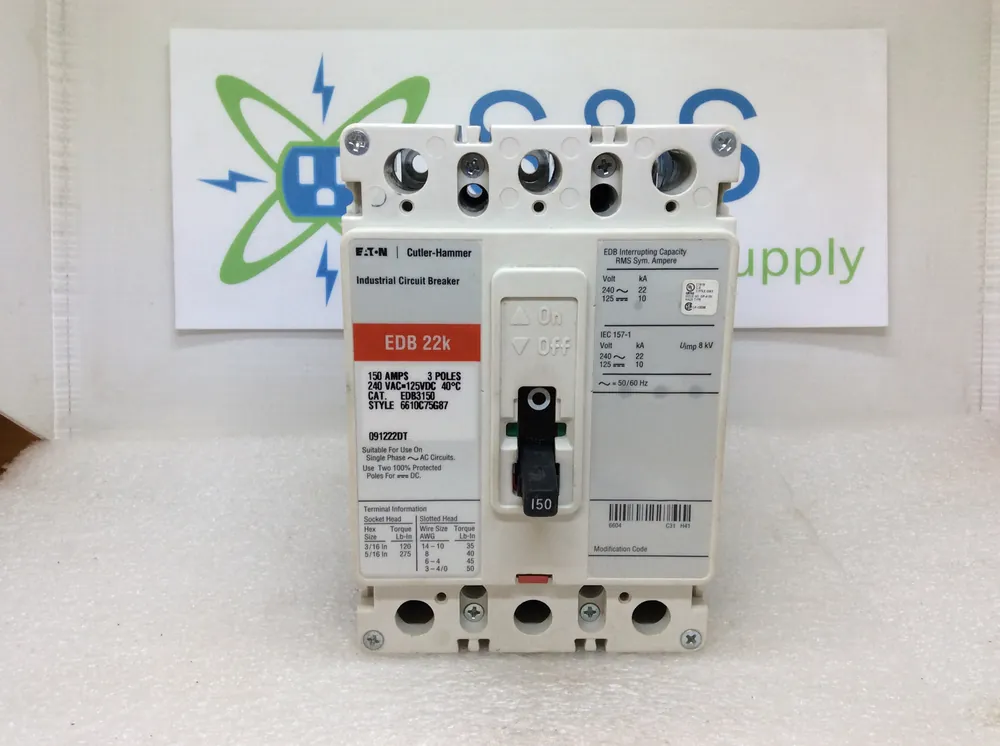 Eaton/Cutler Hammer EDB3150 150 Amp 3 Pole 240V Circuit Breaker Factory Price