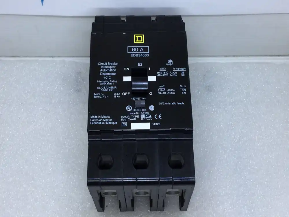 Fast Shipping Square D EDB34060 60 Amp 3 Pole 480V Circuit Breaker