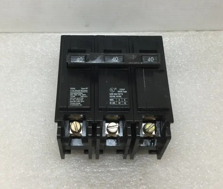 ITE/Siemens/Gould Q340 40 Amp 3 Pole 240V Type QP Circuit Breaker Time-Limited