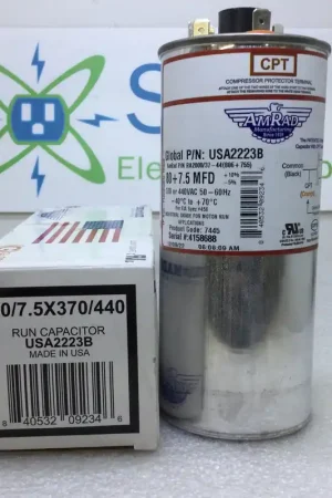 Buy Online Amrad USA2223B 80+7.5MFD +10%/-5% 370/440V 50/60Hz 70c/-40c Capacitor w/ CPT