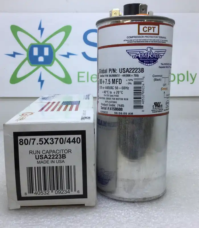 Buy Online Amrad USA2223B 80+7.5MFD +10%/-5% 370/440V 50/60Hz 70c/-40c Capacitor w/ CPT