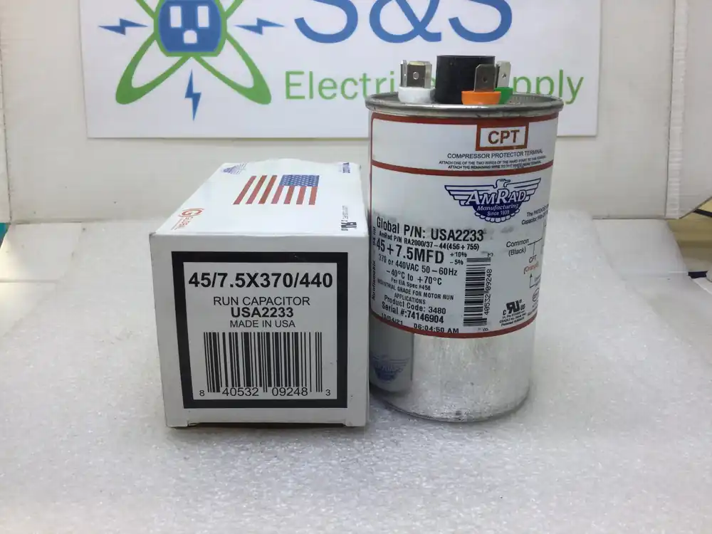 Amrad USA2233 45+7.5MFD 370/440V 50/60Hz 70c/-40c Capacitor Top Pick