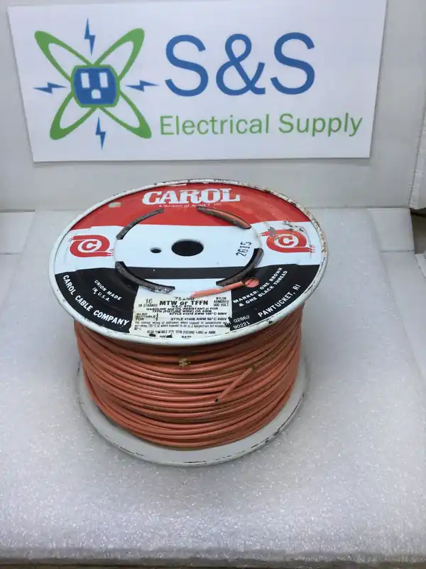Exclusive Carol Wire 75250 16 AWG Stranded TFFN Wire 600 Volt Gasoline and Oil Resistant 500' Reel Orange Jacket