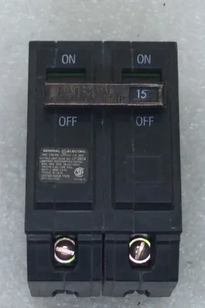 Certified General Electric THQL2115 15 Amp 2 Pole 120/240V THQL Breaker - Printed Face
