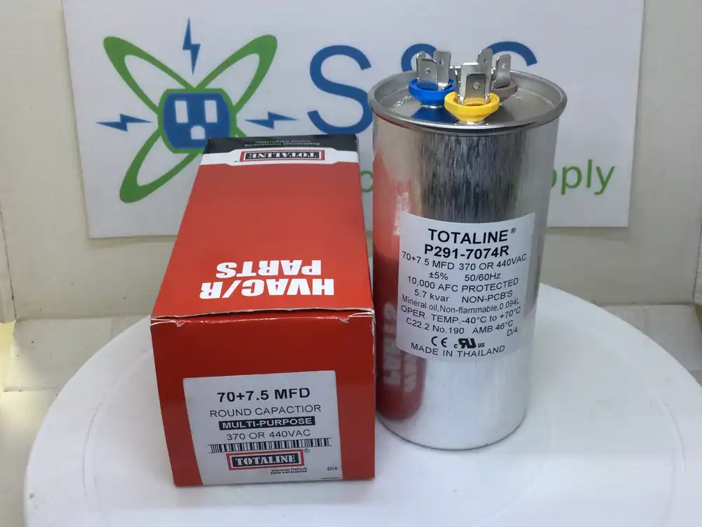 Certified Totaline P291-7074R 70+7.5MFD +/-5% 370/440V 50/60Hz 70c/-40c Capacitor