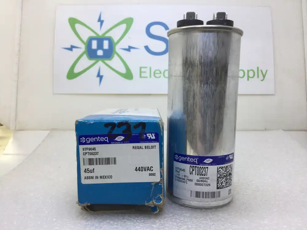 GE/Genteq 97F9645 CPT00237 45uF -/+6% 440VAC 50/60Hz Capacitor Buy Direct