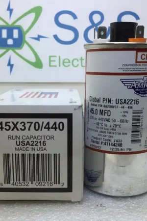 Viral Amrad USA2216 45.0MFD +10%/-5% 370/440V 50/60Hz Capacitor w/ CPT