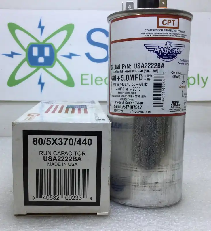 Amrad USA2222BA 80+5.0MFD +10%/-5% 370/440V 50/60Hz 70c/-40c Capacitor w/ CPT Limited Edition