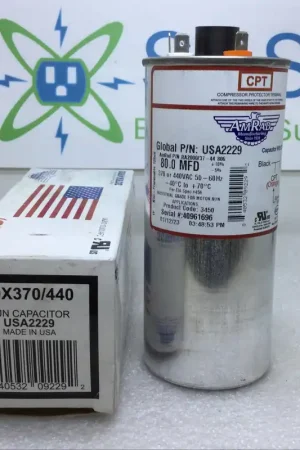 Next Day Delivery Amrad USA2229 80.0MFD +10%/-5% 370/440V 50/60Hz 70c/-40c Capacitor w/ CPT