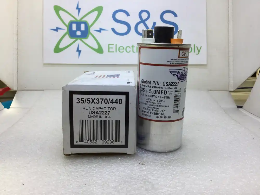 Amrad USA2227 35+5.0MFD +10%/-5% 370/440V 50/60Hz 70c/-40c Capacitor w/ CPT Must Have