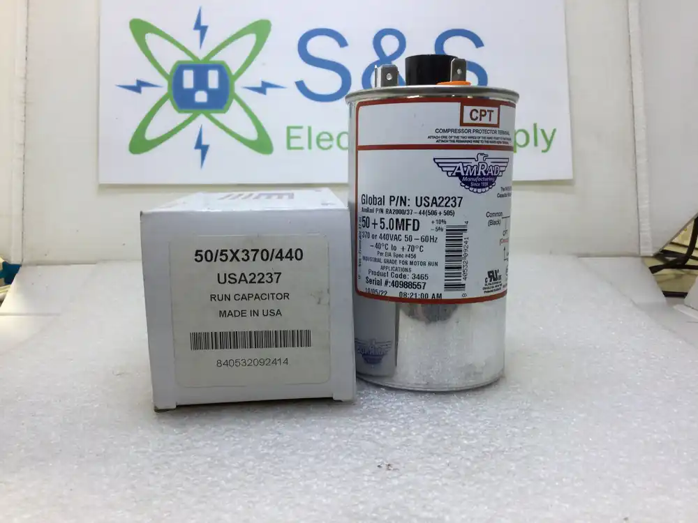 Amrad USA2237 50+5.0MFD +10%/-5% 370/440V 50/60Hz 70c/-40c Capacitor w/ CPT Worldwide Shipping