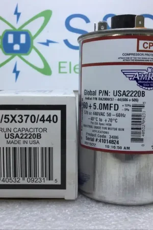 Amrad USA2220B 60+5.0 MFD 370/440V 50/60Hz 70c/-40c Capacitor w/ CPT Popular