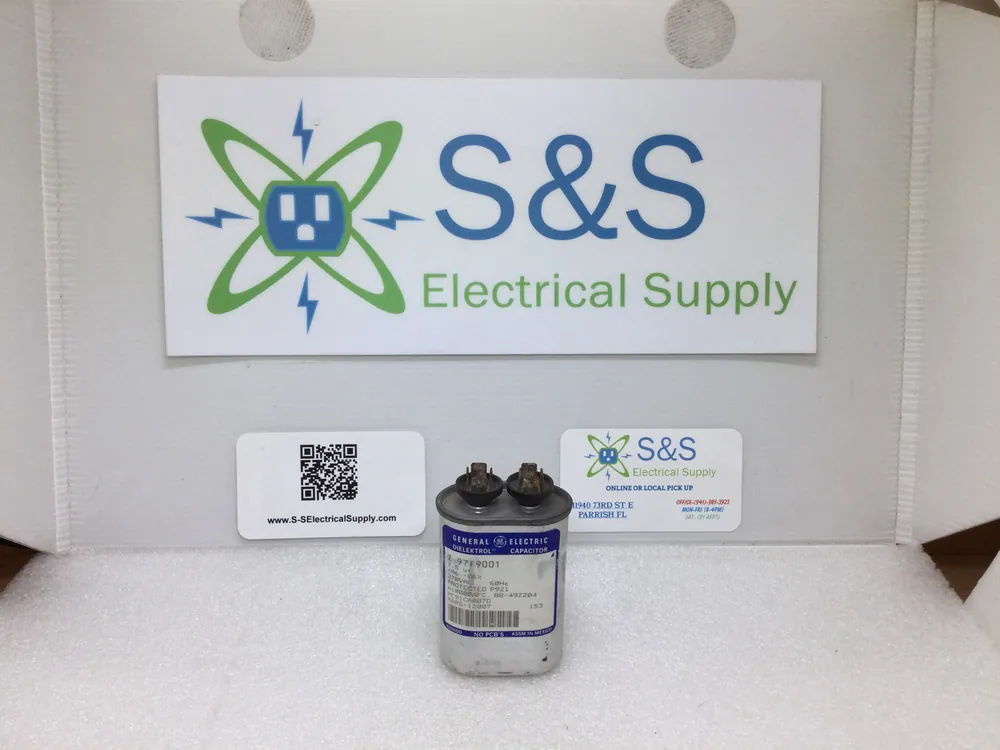 GE Capacitor (oval) 97F9001 7.5uf +/-6% 370Vac 50/60Hz Modern