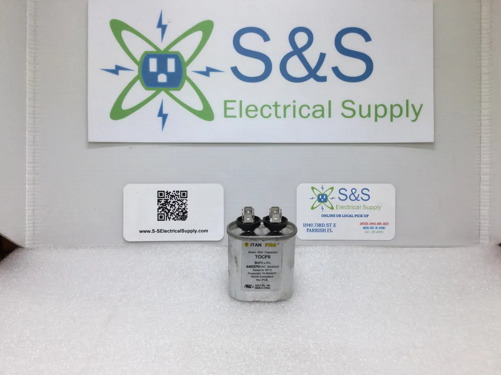 Trusted Brand Titan Pro TOCF5 5mfd+5% 440/370vac 60/50hz Motor Run Capacitor