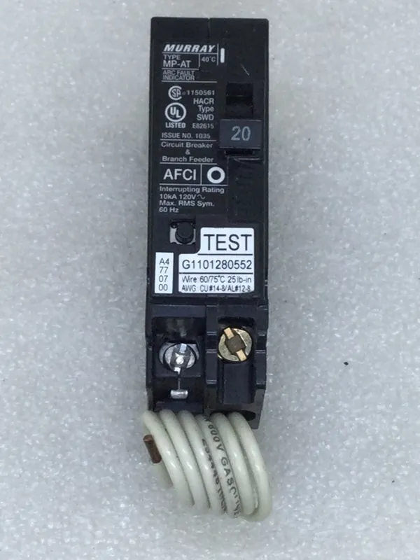Murray MP120AF 20 Amp Single Pole 120 VAC Arc Fault Type Circuit Breaker Genuine