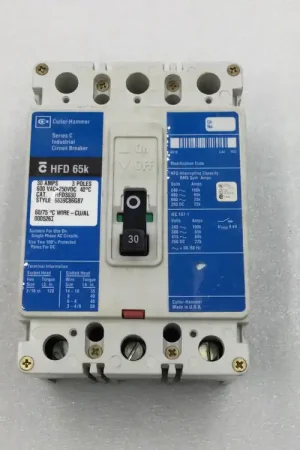 Cutler Hammer HFD3030 30 Amp 3 Pole 600v HFD 65k Circuit Breaker Special Discount
