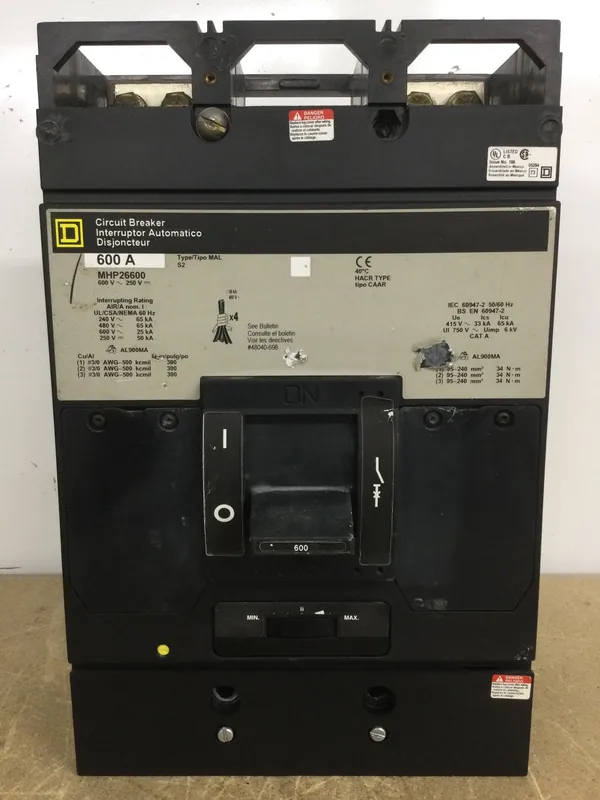 Latest Square D MHP26600 MH600A 2 Pole 600 Volt 600 Amp Circuit Breaker