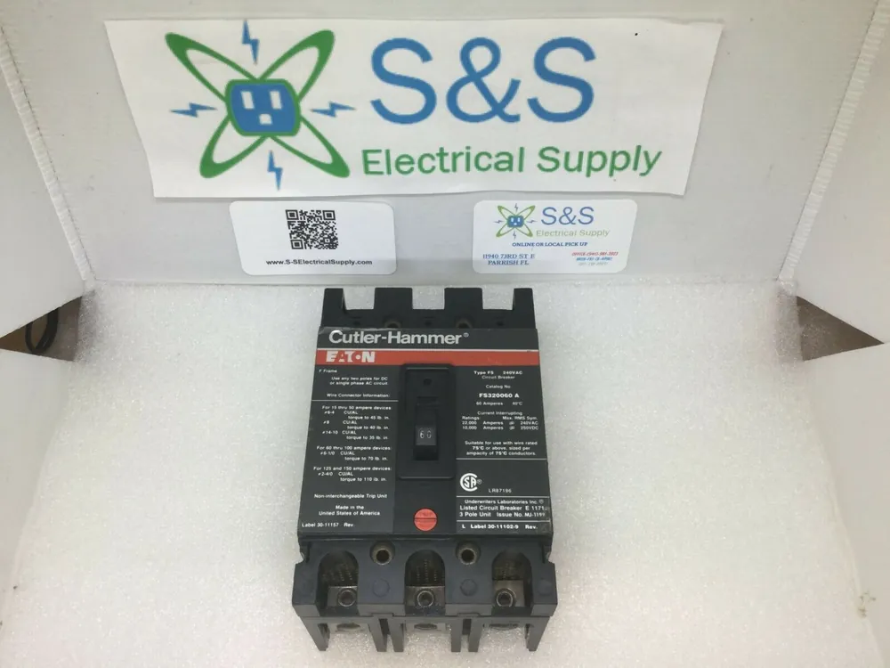 Eaton Cutler-Hammer FS320060A Molded Case 3 Pole 60 Amp Circuit Breaker Budget