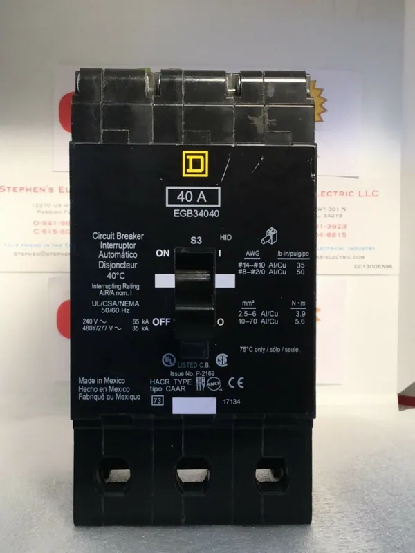Deal Square D Egb34040 Circuit Breaker 40 Amp 480v 3 Pole