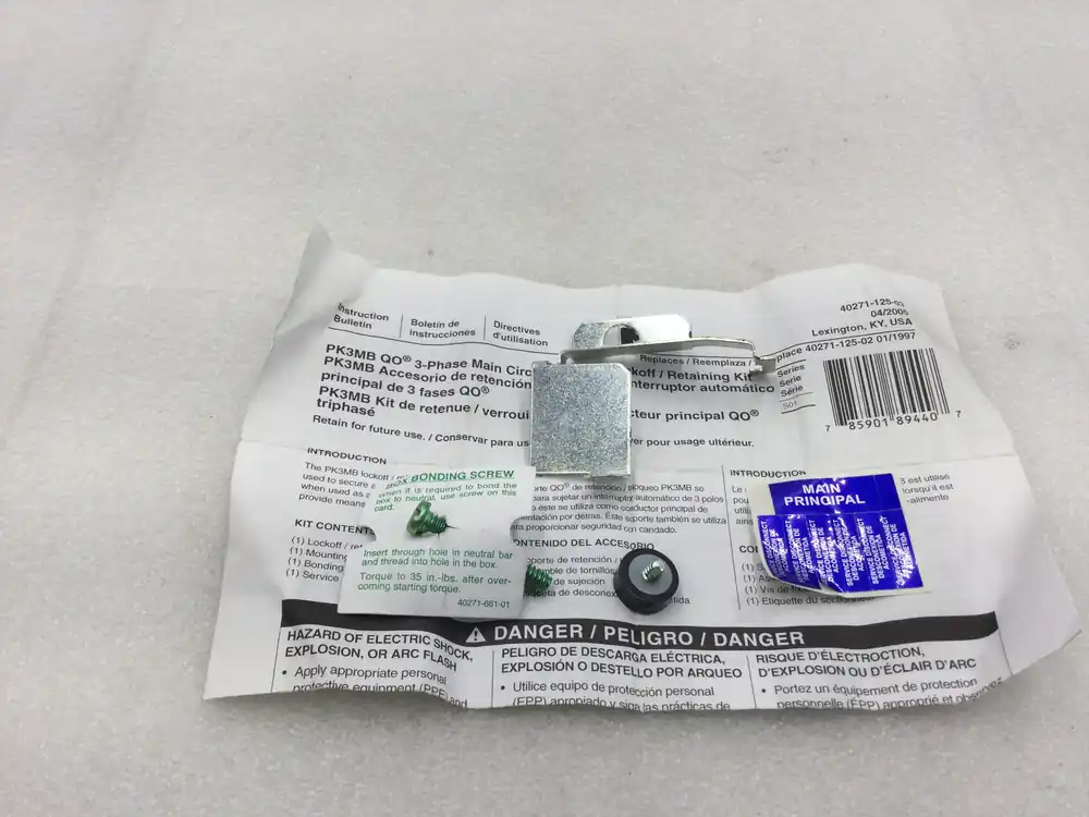 Square D PK3MB QO Series 3 Phase Main Breaker Lockoff/Retaining Kit Holiday Sale