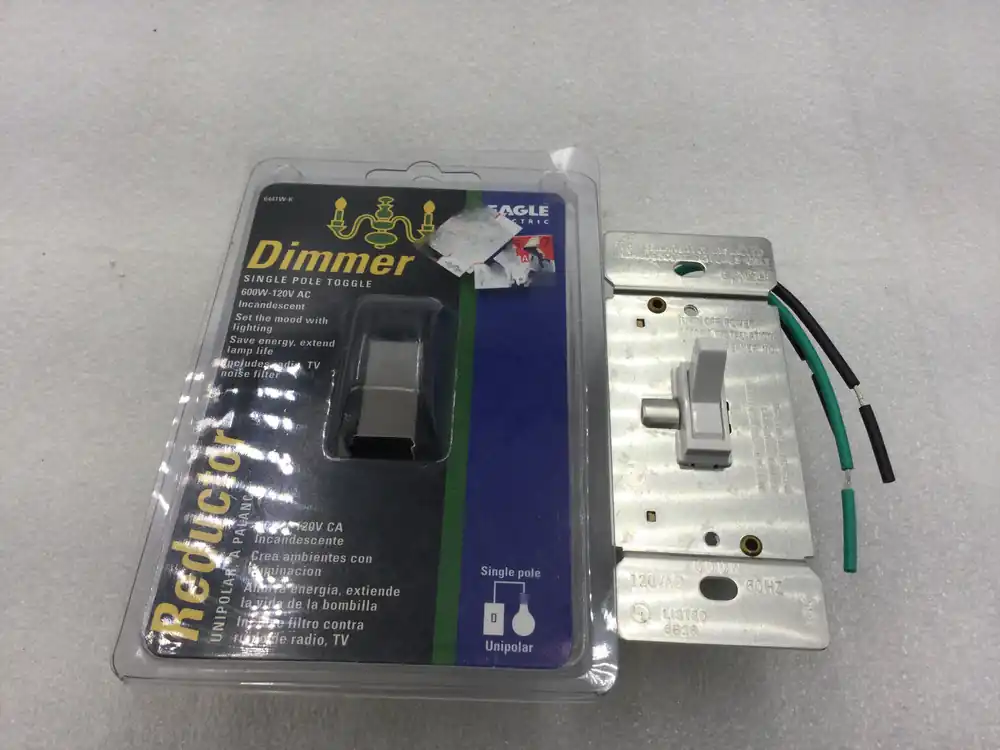 Eagle Electric 6441W-K 600 Watt Single Pole Toggle Style Dimmer 120 VAC in White Luxury