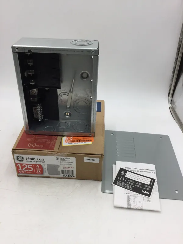 GE TL412CP 125 Amp 4 Space 8 Circuit Main Lug Indoor Load Center 7 1/4" x 9" Instant Buy