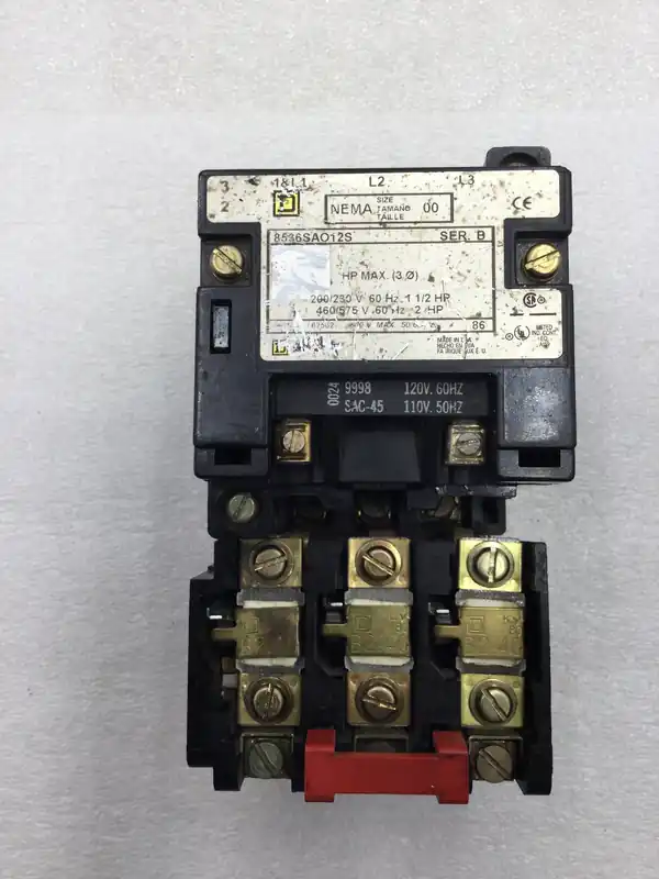 Limited Edition Square D 8536SOG12S 3 Pole 200-575 VAC 1.5-2 HP Motor Starter with 120 VAC Coil