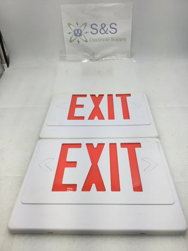 While Supplies Last Lot of 2 Mixed Brands Exit Light Cover Only White w/Red Lettering 13" W X 10" T