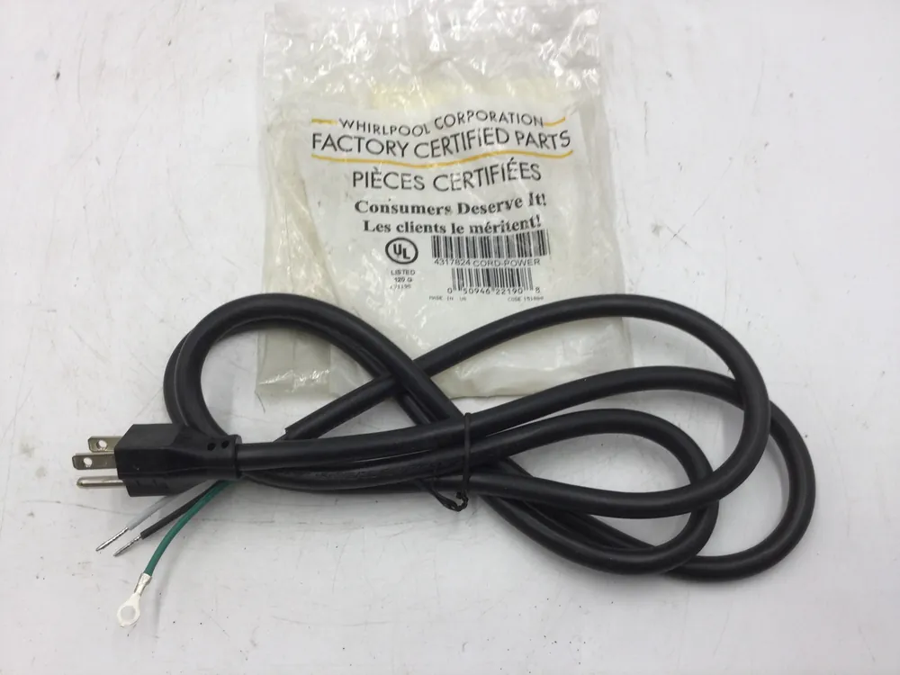 Whirlpool 4317824 Dishwasher Power Cord 4-Foot 3 Wire New Limited Time