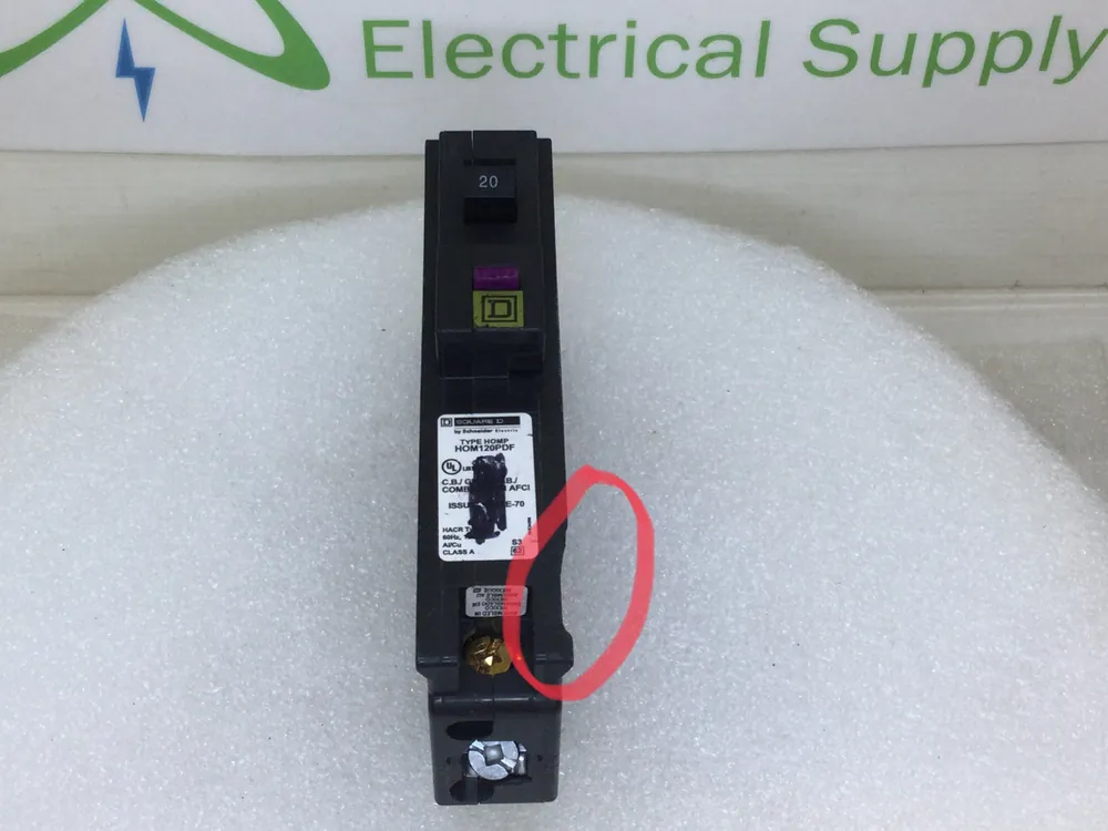 Same Day Shipping Square D HOM120PDF 20 Amp 1 Pole Dual Function Neutral Circuit Breaker - Flaw