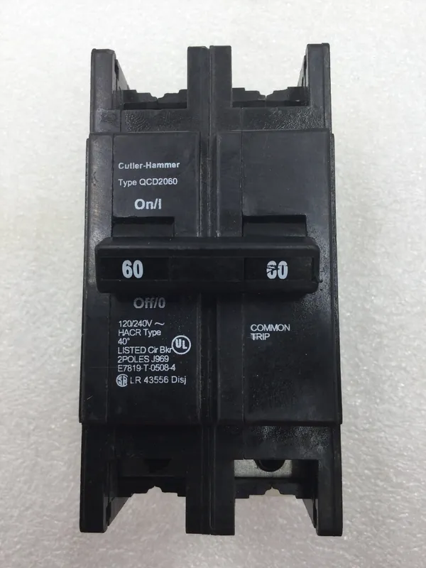 Premium Cutler-Hammer QCD2060 60 Amp 2 Pole Feed Thru Circuit Breaker Din Rail Mt - Flaw